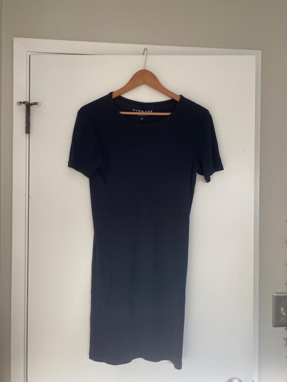 Everlane Pima Micro-Rib Tee Dress - Size M - Black